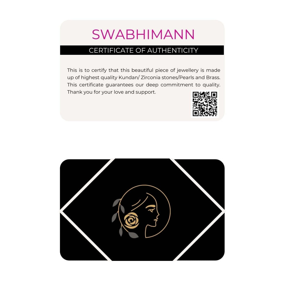 SWABHIMANN Aashvi Rose Gold Polki Necklace with Earrings