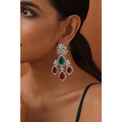 SWABHIMANN Isabella Multicolour Zirconia Dangler Earrings