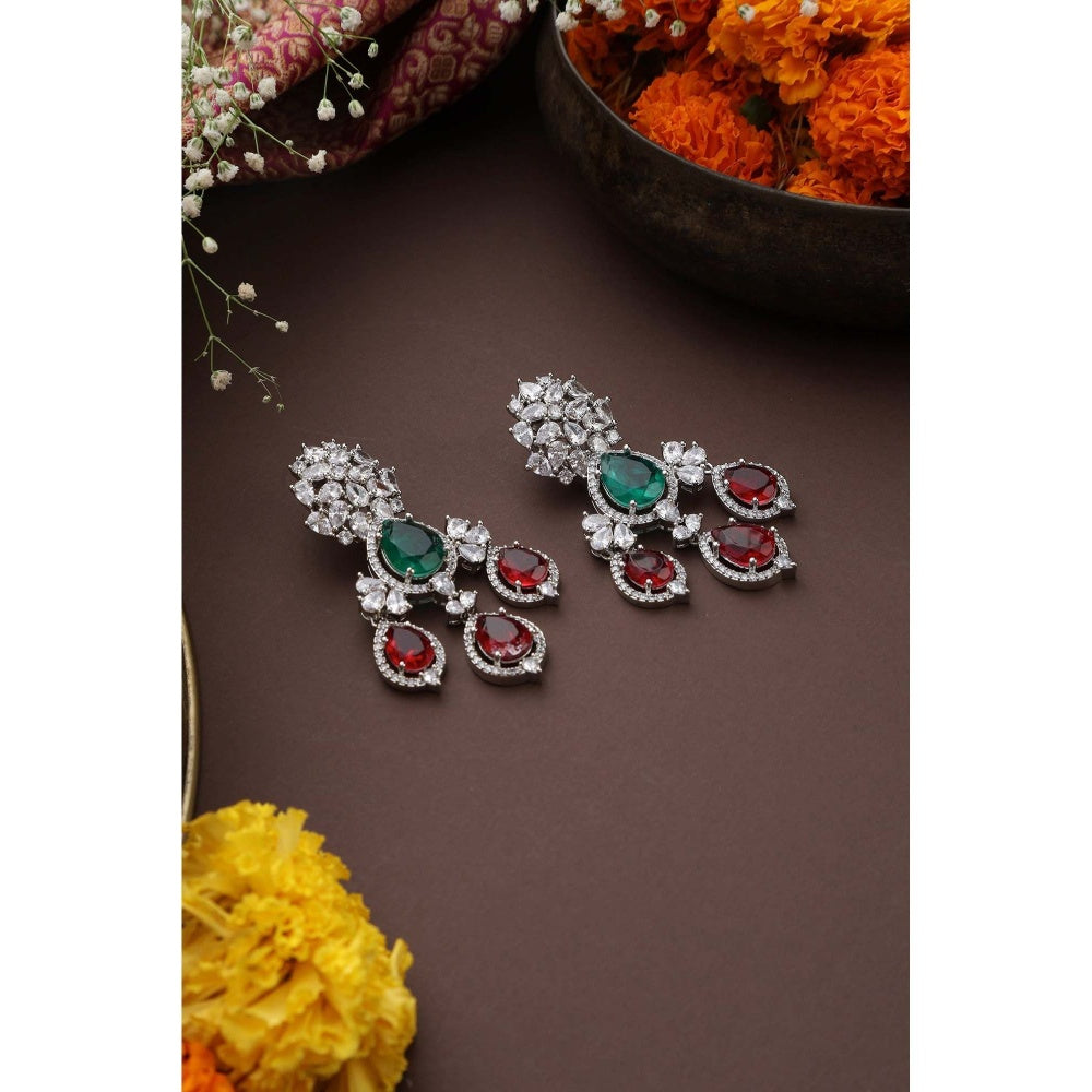 SWABHIMANN Isabella Multicolour Zirconia Dangler Earrings