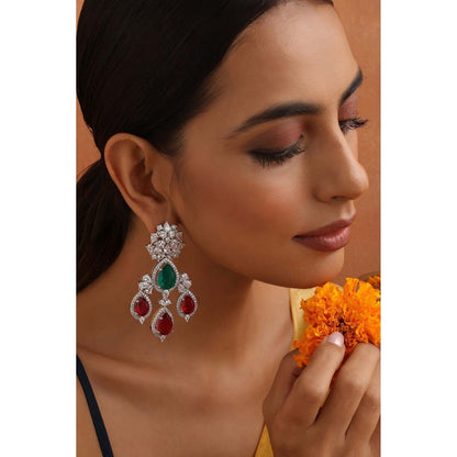 SWABHIMANN Isabella Multicolour Zirconia Dangler Earrings