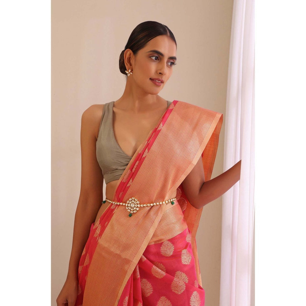 SWABHIMANN Kanika White Kundan Kamar Band