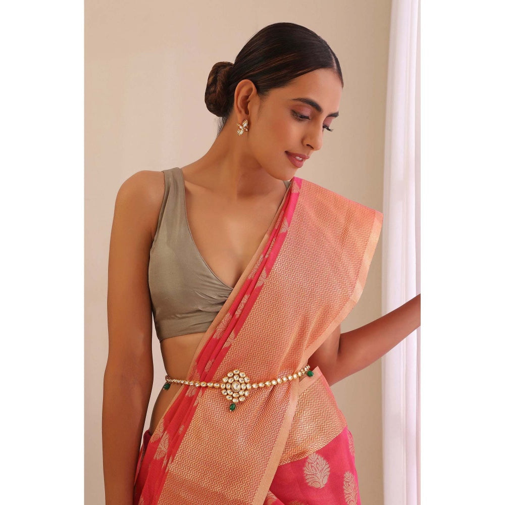 SWABHIMANN Kanika White Kundan Kamar Band