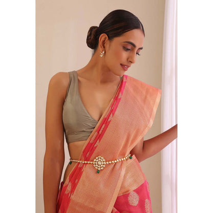 SWABHIMANN Kanika White Kundan Kamar Band