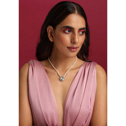 SWABHIMANN Kenny White Polki and Pearl Pendant