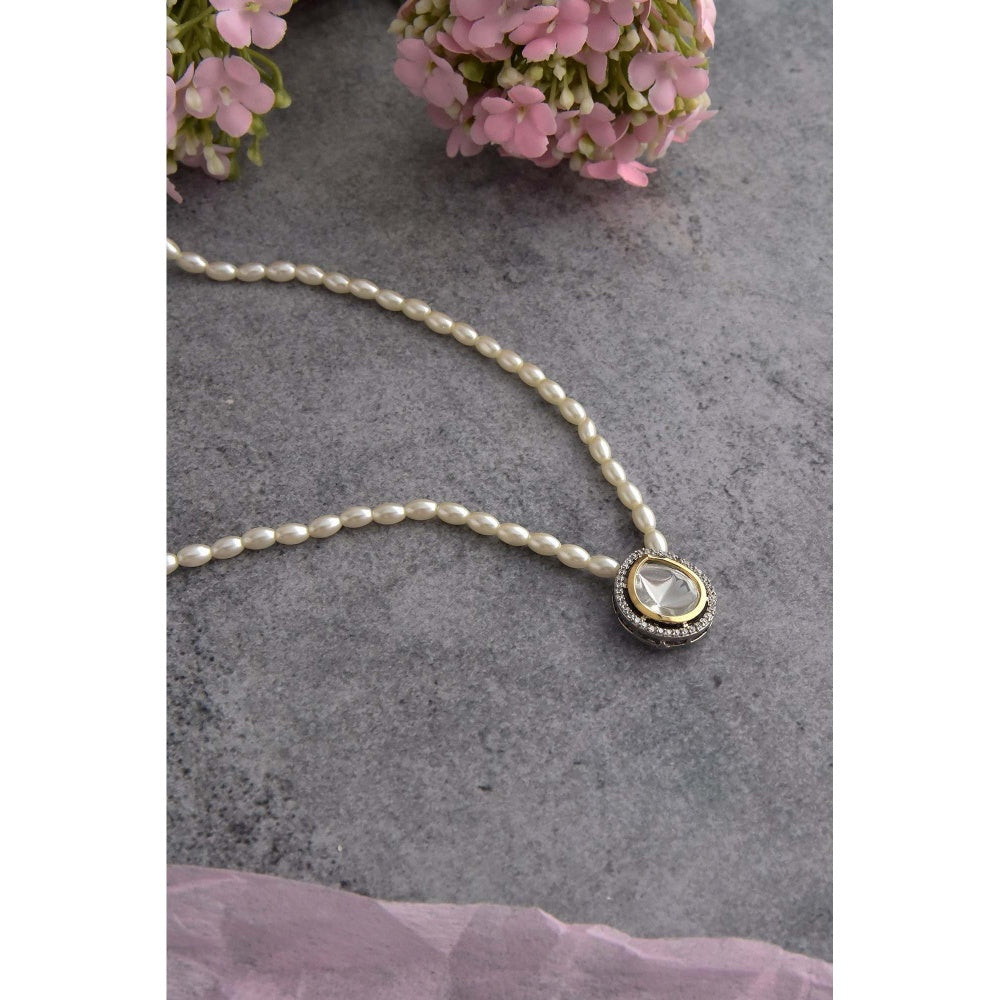 SWABHIMANN Kenny White Polki and Pearl Pendant