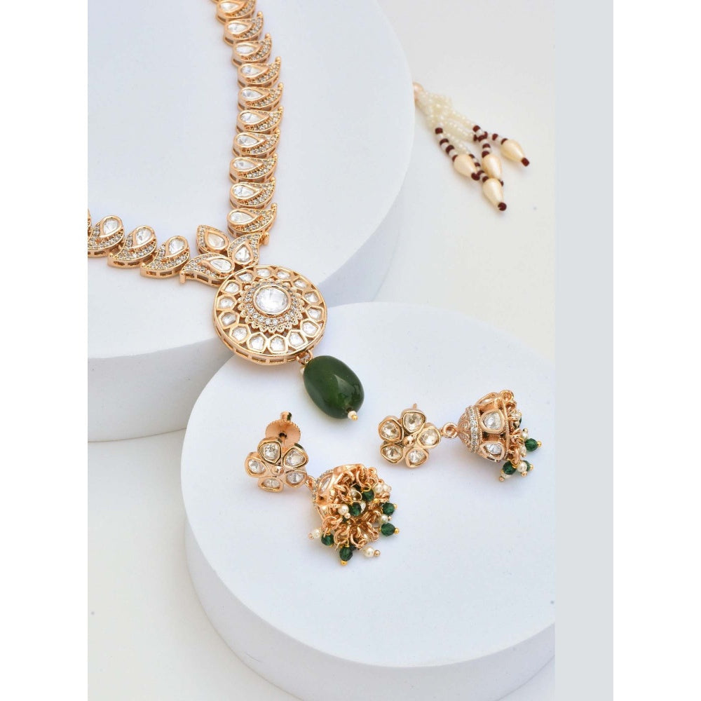 SWABHIMANN Warisha White Polki Necklace Set