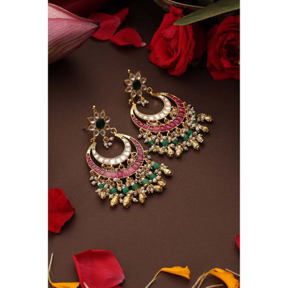 SWABHIMANN Kanak Multicolour Kundan Chandbali Earrings