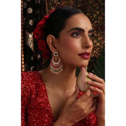 SWABHIMANN Kanak Multicolour Kundan Chandbali Earrings