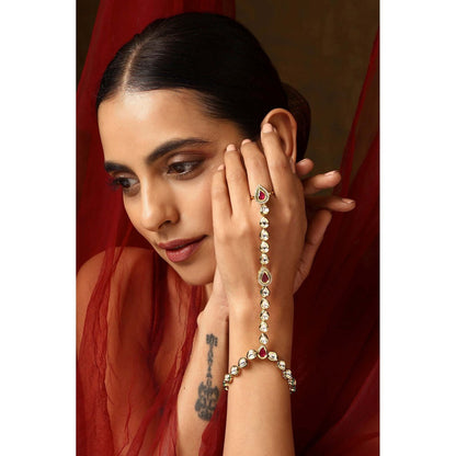 SWABHIMANN Damina Multicolour Kundan Hath Phool