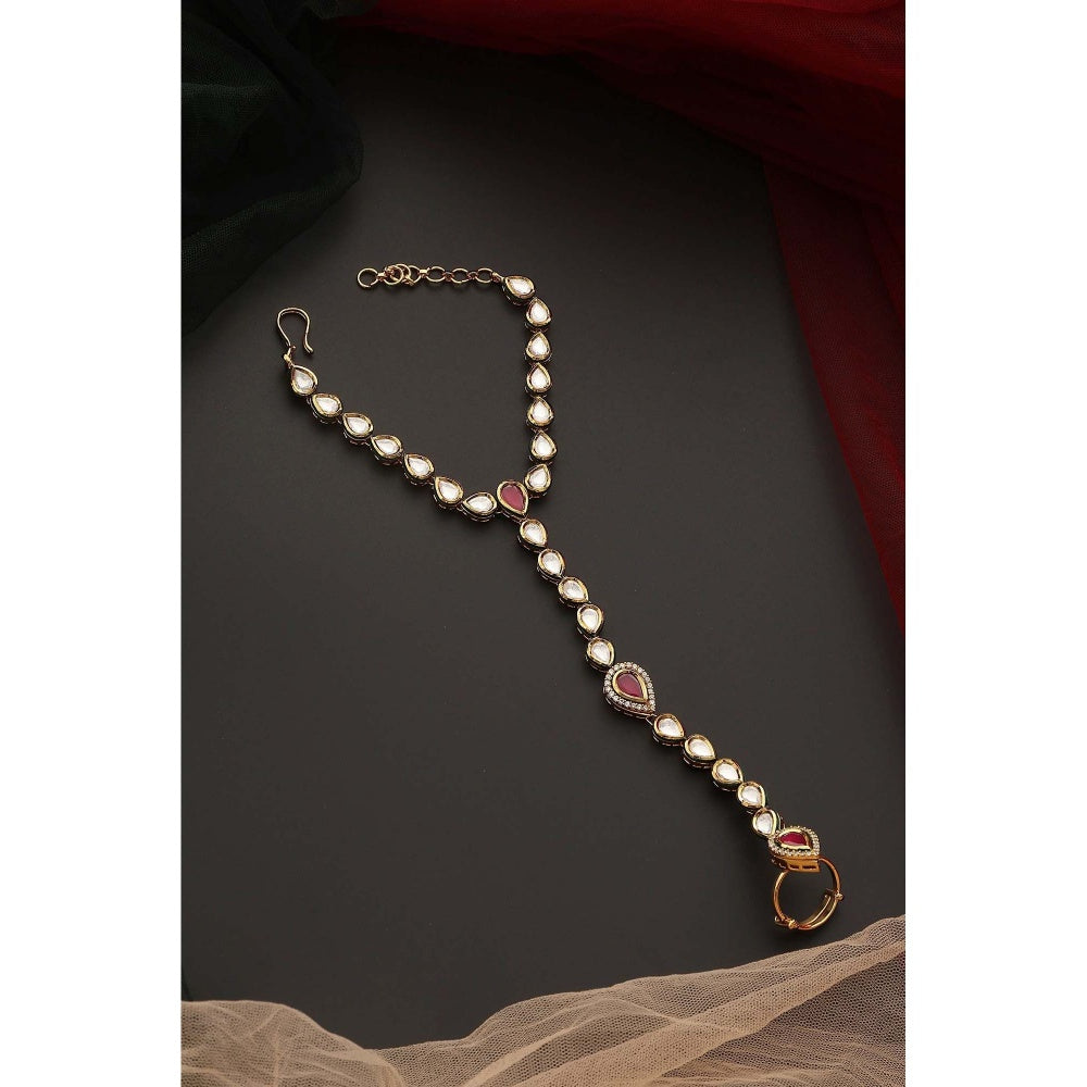 SWABHIMANN Damina Multicolour Kundan Hath Phool