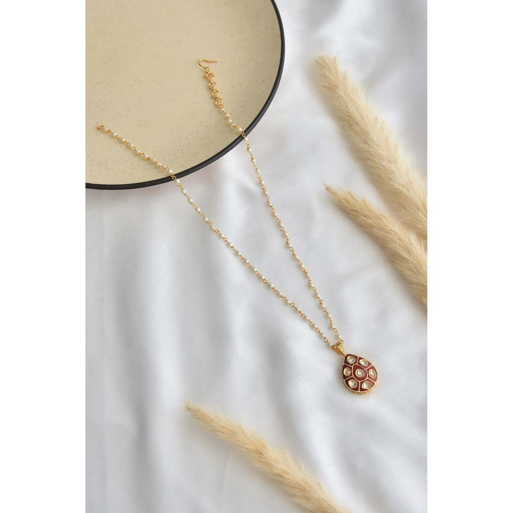 SWABHIMANN Shlokha Red Pendant Necklace