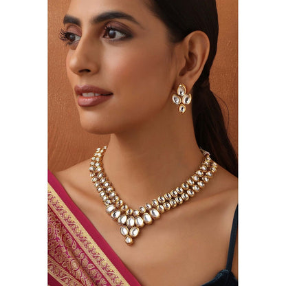SWABHIMANN Toshi White Kundan Necklace Set
