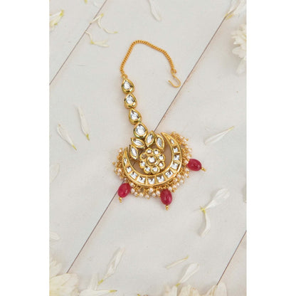 SWABHIMANN Sitaara White Gold Plated Kundan Maang Tikka
