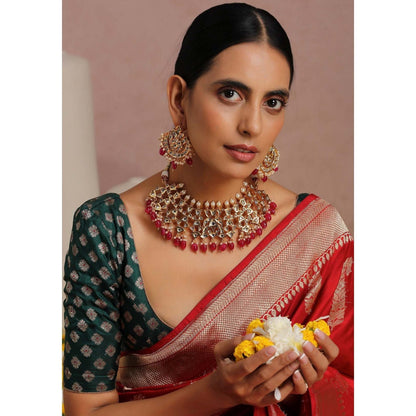 SWABHIMANN Sitaara Multicolour Gold Plated Kundan Necklace Set