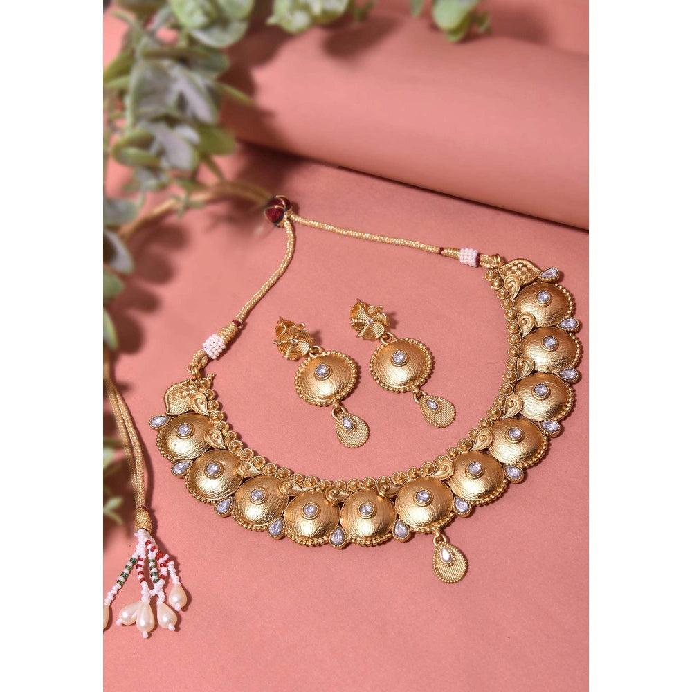 SWABHIMANN Dhiana Gold Plated Temple Necklace Set