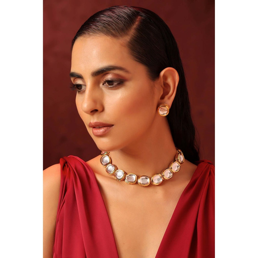 SWABHIMANN Amala Gold Plated Kundan Choker Necklace Set