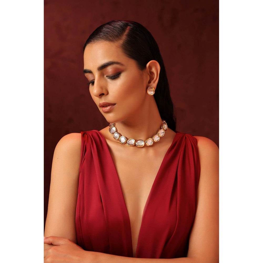 SWABHIMANN Amala Gold Plated Kundan Choker Necklace Set