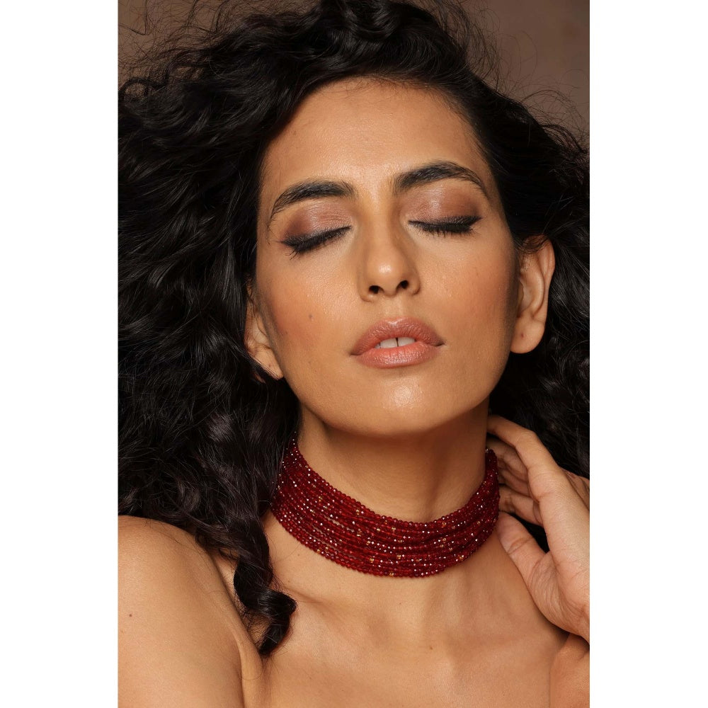 SWABHIMANN Aysha Red Choker Necklace