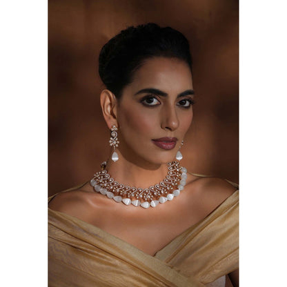 SWABHIMANN Zarna White Polki Necklace Set