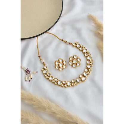 SWABHIMANN Ganya White Kundan Necklace Set