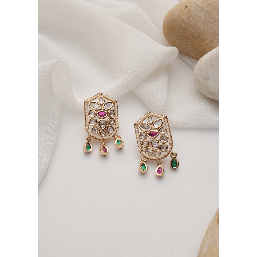SWABHIMANN Veksha Multicolour Polki Stud Earrings