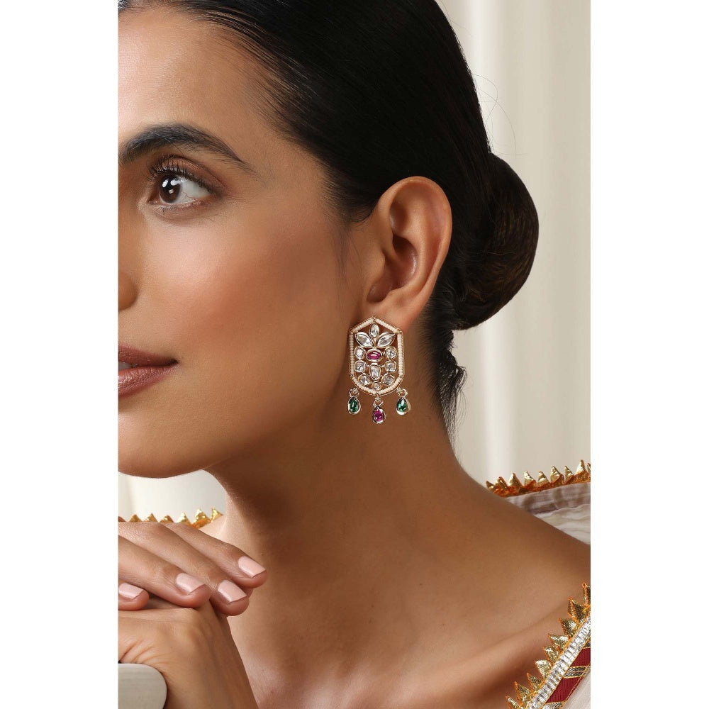 SWABHIMANN Veksha Multicolour Polki Stud Earrings
