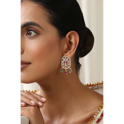SWABHIMANN Veksha Multicolour Polki Stud Earrings