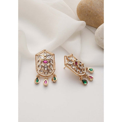 SWABHIMANN Veksha Multicolour Polki Stud Earrings