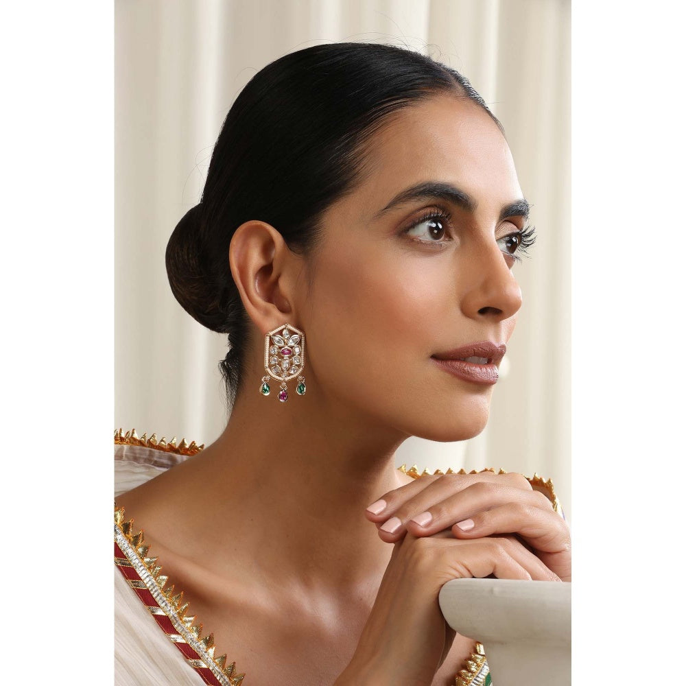 SWABHIMANN Veksha Multicolour Polki Stud Earrings