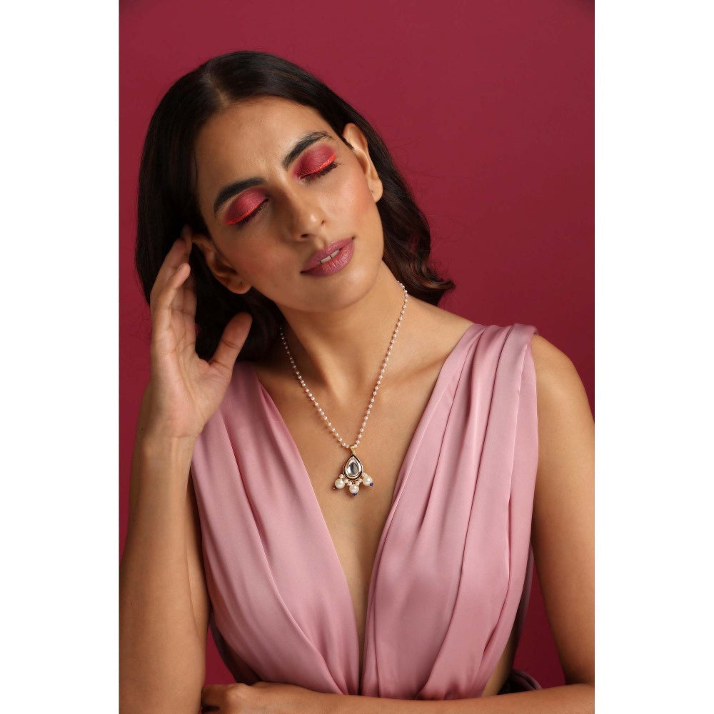 SWABHIMANN Varini Multicolour Kundan and Pearl Pendant