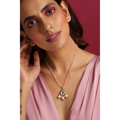 SWABHIMANN Varini Multicolour Kundan and Pearl Pendant