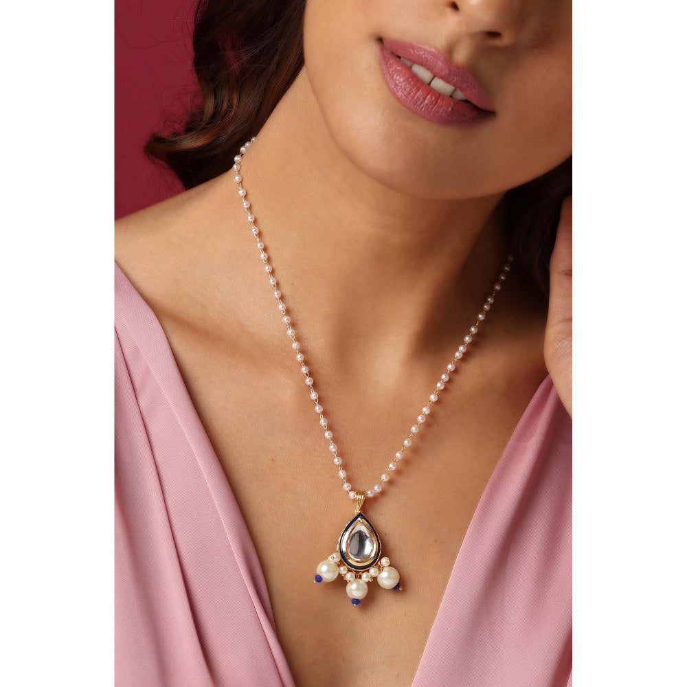 SWABHIMANN Varini Multicolour Kundan and Pearl Pendant