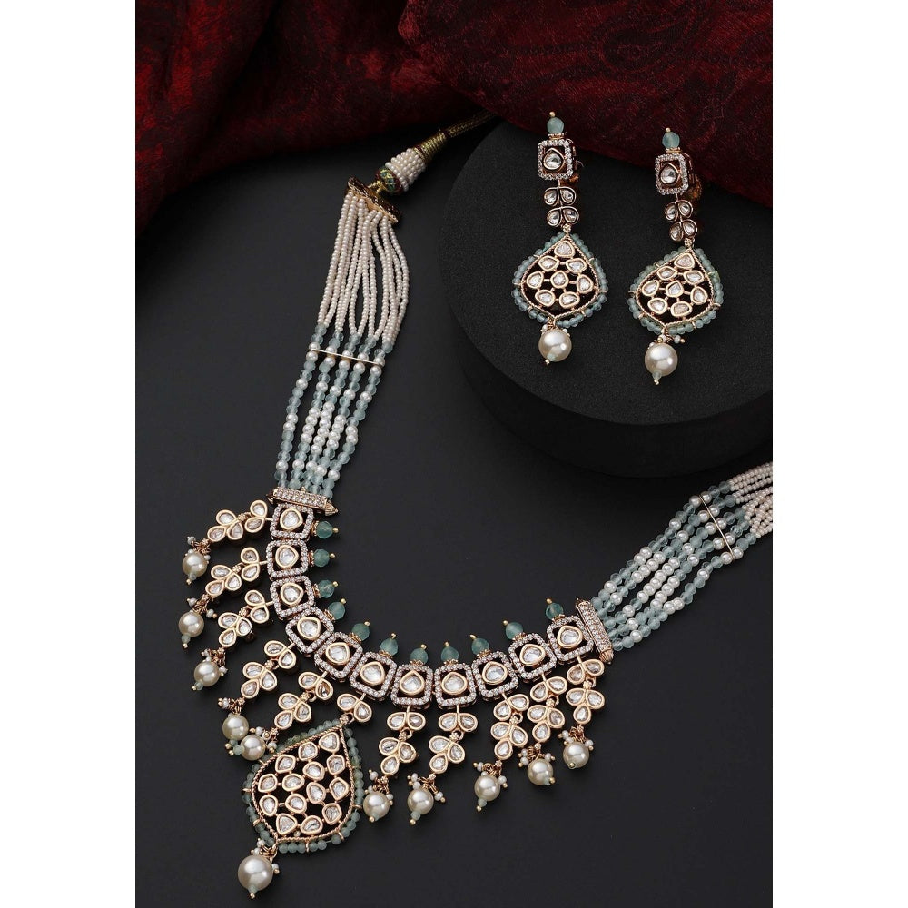 SWABHIMANN Ishara White Polki Layered Necklace Set