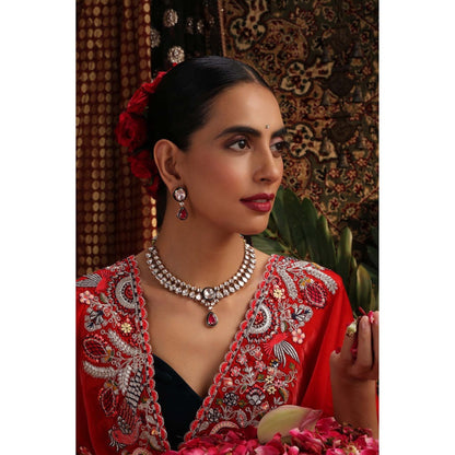 SWABHIMANN Chitvan White Polki Necklace Set