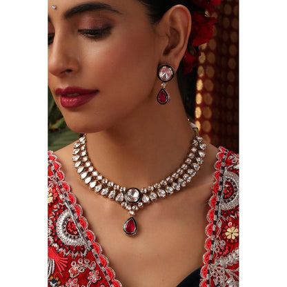 SWABHIMANN Chitvan White Polki Necklace Set