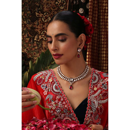 SWABHIMANN Chitvan White Polki Necklace Set