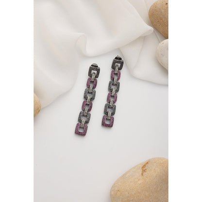 SWABHIMANN Madelyn Magenta Zirconia Dangler Earrings
