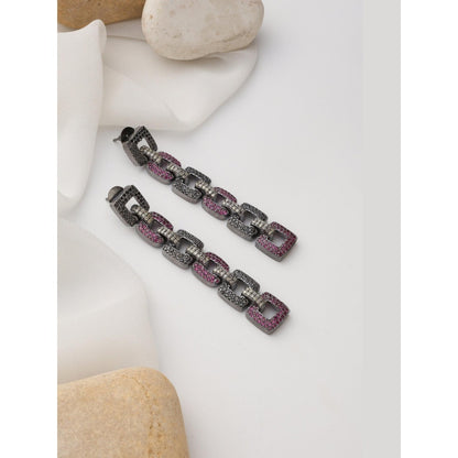 SWABHIMANN Madelyn Magenta Zirconia Dangler Earrings