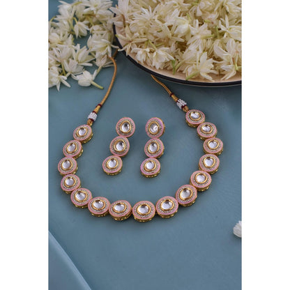 SWABHIMANN Manya Pink Meenakari Kundan Necklace Set