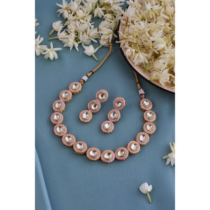 SWABHIMANN Manya Pink Meenakari Kundan Necklace Set