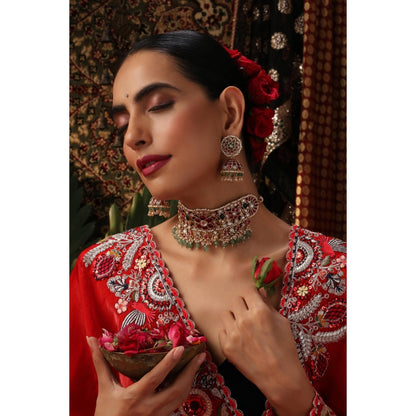 SWABHIMANN Pavithra Multicolour Jadau Choker and Earrings