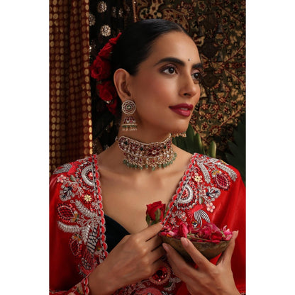 SWABHIMANN Pavithra Multicolour Jadau Choker and Earrings