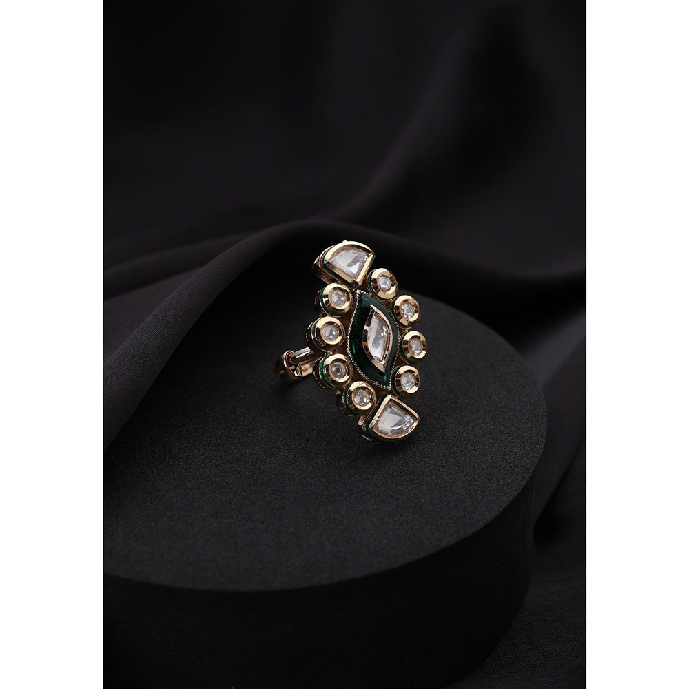 SWABHIMANN Odessa Green Kundan Ring