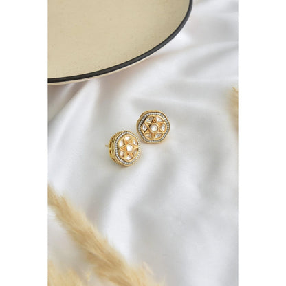 SWABHIMANN Sukh Gold Kundan Stud Earrings