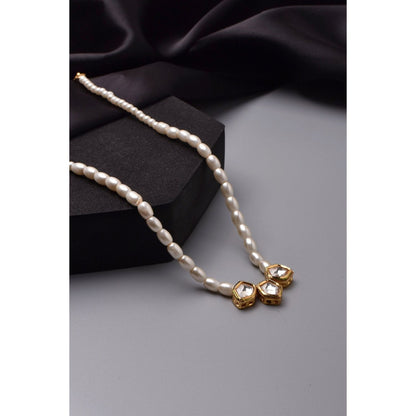 SWABHIMANN Kirti White Kundan and Pearl Necklace