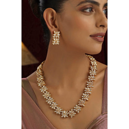 SWABHIMANN Noor Gold Polki Long Necklace Set