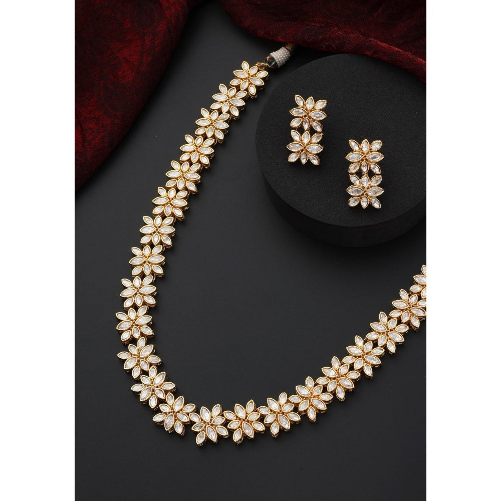 SWABHIMANN Noor Gold Polki Long Necklace Set