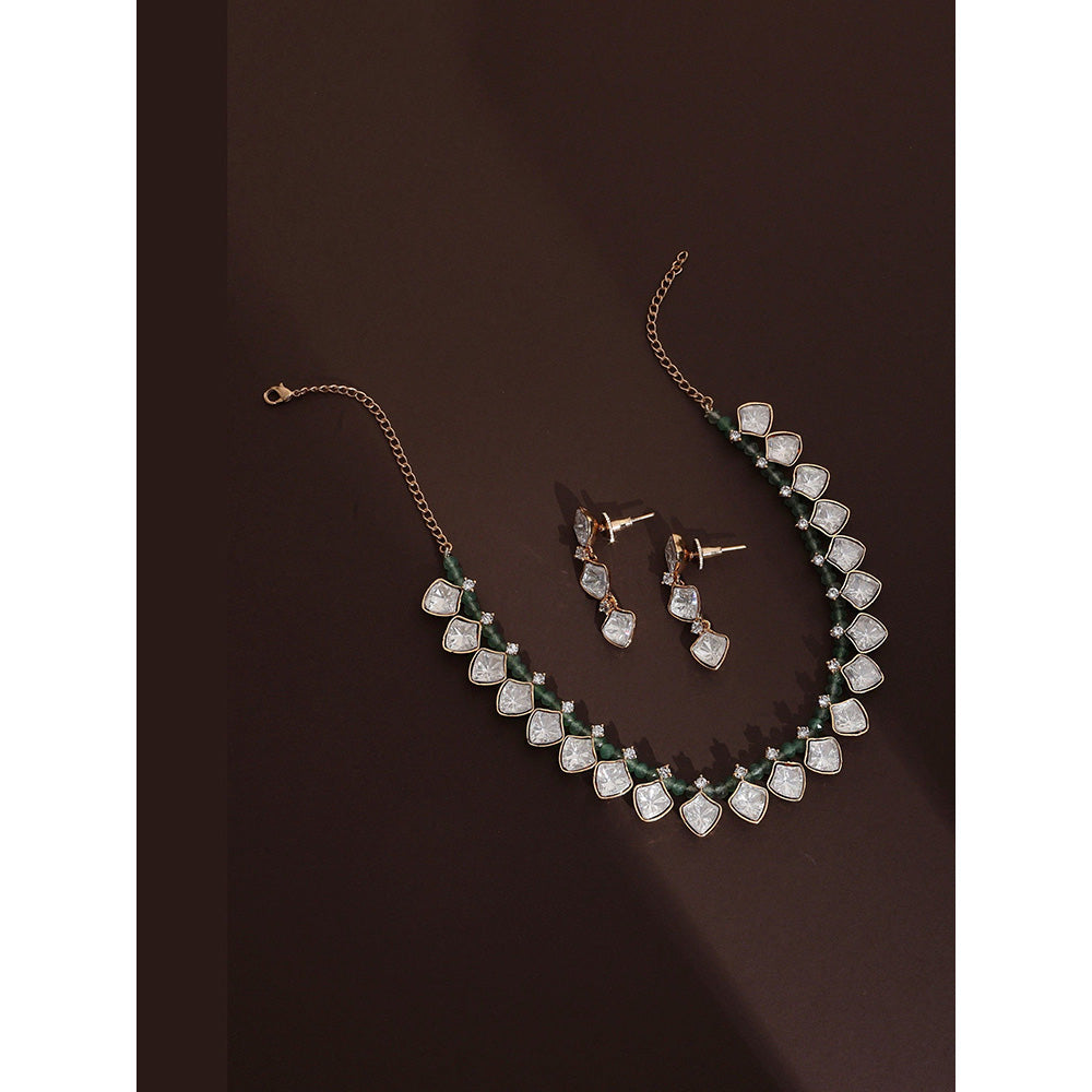 SWABHIMANN Nirja Mint Polki Necklace Set