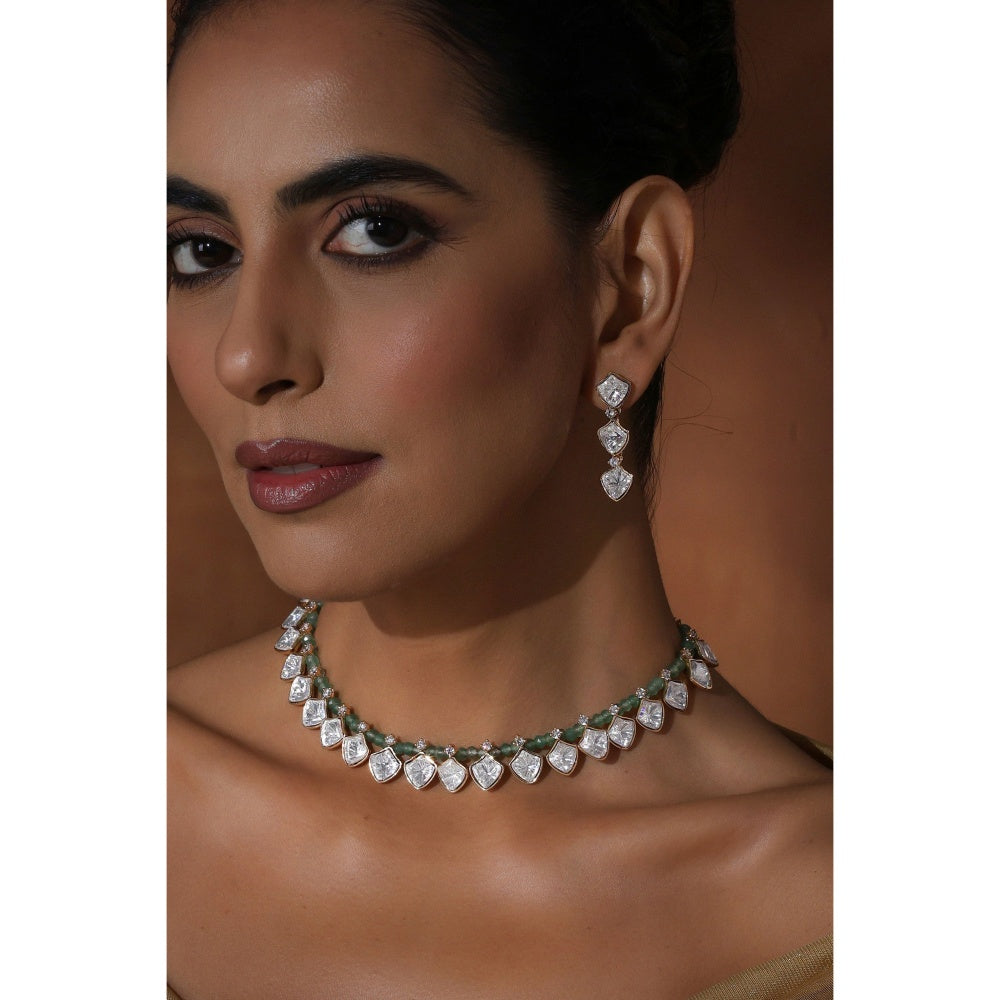 SWABHIMANN Nirja Mint Polki Necklace Set