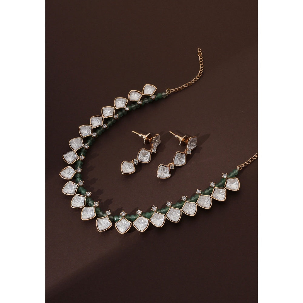 SWABHIMANN Nirja Mint Polki Necklace Set